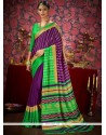 Fancy Fabric Purple Print Work Casual Saree