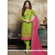 Embroidered Cotton Churidar Designer Suit In Sea Green