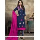 Embroidered Work Navy Blue Churidar Designer Suit