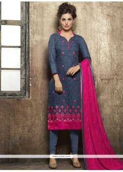 Cotton Embroidered Work Churidar Designer Suit