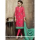 Embroidered Work Cotton Rose Pink Churidar Designer Suit