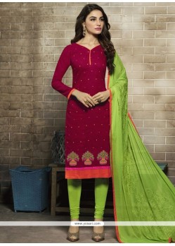 Embroidered Work Cotton Churidar Designer Suit