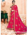 Patch Border Work Hot Pink Designer Traditional Saree