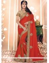 Art Silk Red Patch Border Work Designer Traditional Saree