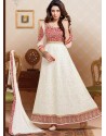 Red And White Net Anarkali Suit