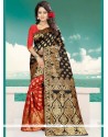 Art Silk Black And Red Weaving Work Designer Traditional Saree