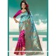 Blue And Magenta Traditional Designer Saree