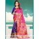 Art Silk Blue And Hot Pink Traditional Saree