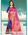 Art Silk Blue And Hot Pink Traditional Saree