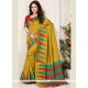 Art Silk Mustard Weaving Work Designer Traditional Saree