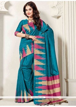 Weaving Work Blue Traditional Saree