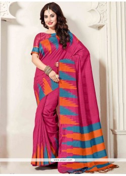 Art Silk Hot Pink Traditional Saree