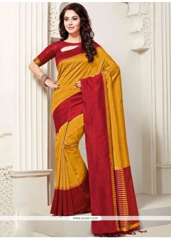 Mustard Weaving Work Art Silk Traditional Saree