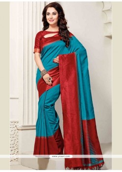 Blue Weaving Work Art Silk Traditional Saree