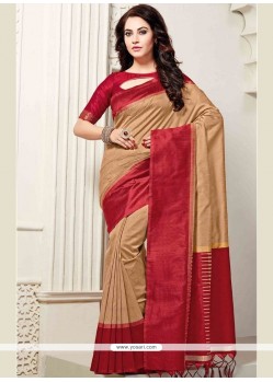 Beige Weaving Work Art Silk Traditional Saree