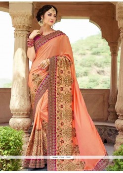 Fancy Fabric Peach Saree