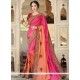 Fancy Fabric Hot Pink And Peach Shaded Saree