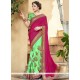 Fancy Fabric Green And Magenta Half N Half Designer Saree