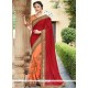 Peach And Red Fancy Fabric Designer Half N Half Saree