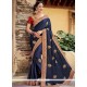 Fancy Fabric Navy Blue Classic Designer Saree