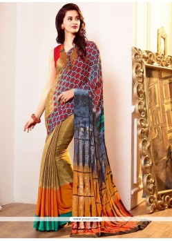 Print Work Faux Georgette Printed Saree