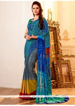 Multi Colour Print Work Printed Saree