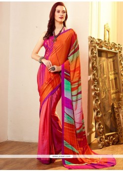 Faux Georgette Multi Colour Print Work Printed Saree