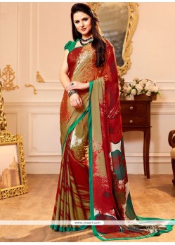 Faux Georgette Multi Colour Print Work Printed Saree