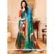 Multi Colour Print Work Faux Georgette Printed Saree