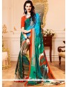 Multi Colour Print Work Faux Georgette Printed Saree