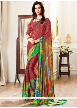 Print Work Faux Georgette Printed Saree