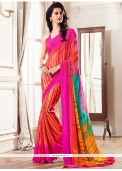 Faux Georgette Multi Colour Print Work Printed Saree