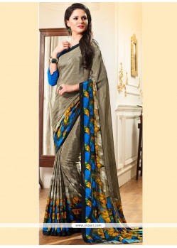 Multi Colour Print Work Faux Georgette Printed Saree