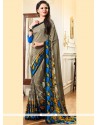 Multi Colour Print Work Faux Georgette Printed Saree