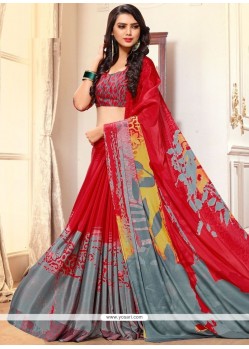 Faux Georgette Print Work Printed Saree