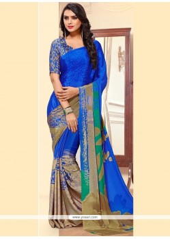 Faux Georgette Print Work Printed Saree