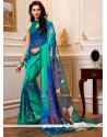 Multi Colour Print Work Faux Georgette Printed Saree