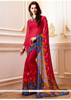 Print Work Faux Georgette Printed Saree