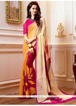 Multi Colour Faux Georgette Printed Saree