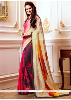 Multi Colour Print Work Printed Saree