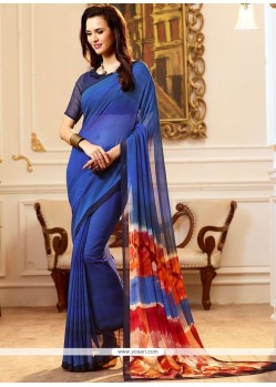 Faux Georgette Print Work Printed Saree