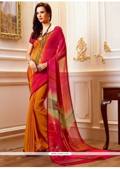 Print Faux Georgette Printed Saree In Multi Colour