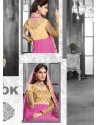 Pink And Cream Net Anarkali Suit