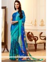 Multi Colour Print Work Faux Georgette Printed Saree