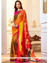 Multi Colour Print Work Faux Georgette Printed Saree