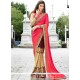 Faux Georgette Brown And Pink Half N Half Designer Saree