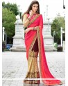 Faux Georgette Brown And Pink Half N Half Designer Saree