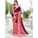 Faux Georgette Purple Patch Border Work Classic Saree