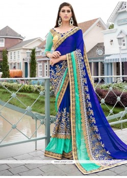 Faux Georgette Blue Classic Designer Saree