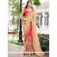 Embroidered Faux Georgette Half N Half Saree In Beige And Pink